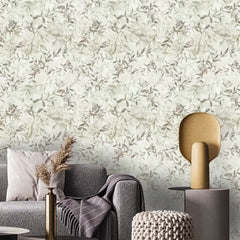 Whispering Branches – Botanical Bird & Leaf Wallpaper