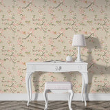 Blush Cherry Blossom Wallpaper – Romantic Peel-and-Stick Bedroom Living Room Design