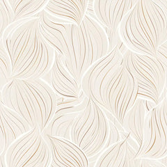 Neutral Beige Leaf Minimal Wallpaper – Modern Peel-and-Stick Bedroom Office Design