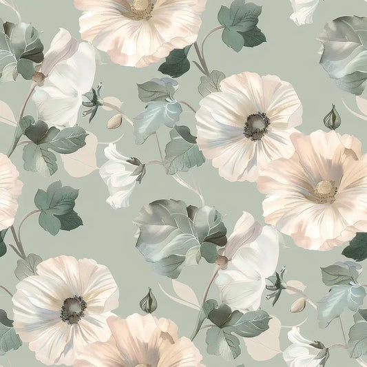 Soft Green Floral Wallpaper