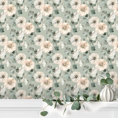 Soft Green Floral Wallpaper
