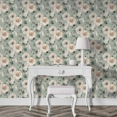 Soft Green Floral Wallpaper