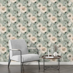Soft Green Floral Wallpaper