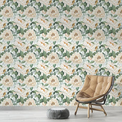 Elegant Peony Botanical Wallpaper – Peel-and-Stick Bedroom Living Room Design