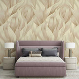 Neutral Beige Organic Leaf Wallpaper – Minimal Peel-and-Stick Bedroom Living Room
