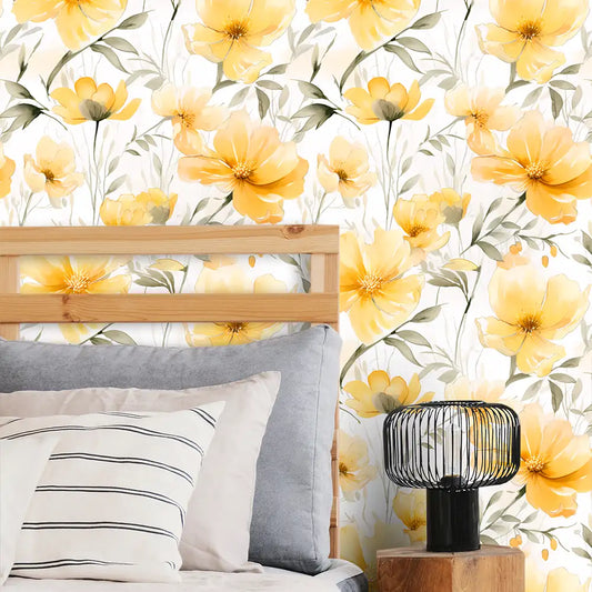 Sunny Bloom – Watercolor Floral Wallpaper
