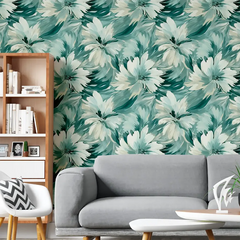 Mint Breeze – Abstract Floral Wallpaper