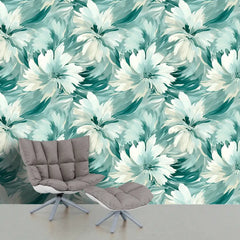 Mint Breeze – Abstract Floral Wallpaper