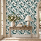 Aqua Blossom – Elegant Floral Wallpaper