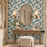 Aqua Blossom – Elegant Floral Wallpaper