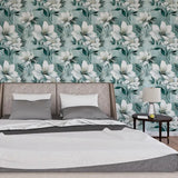 Aqua Blossom – Elegant Floral Wallpaper