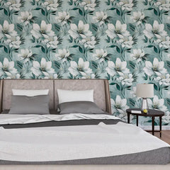 Aqua Blossom – Elegant Floral Wallpaper