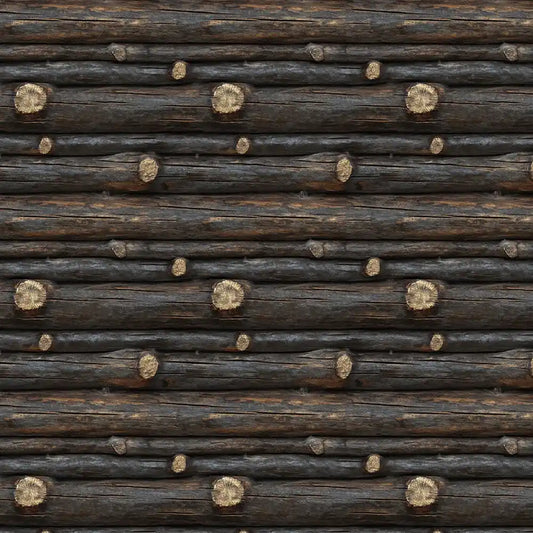Dark Rustic Wood Log Wallpaper Cabin Style Natural Timber Wall Design