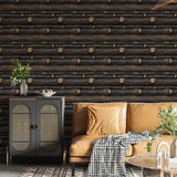 Dark Rustic Wood Log Wallpaper – Cabin Style Peel-and-Stick Bedroom Living Room