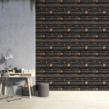 Dark Rustic Wood Log Wallpaper – Cabin Style Peel-and-Stick Bedroom Living Room