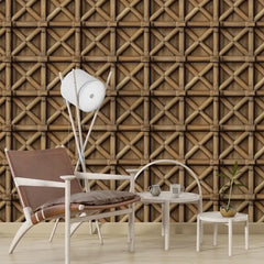 Natural Bamboo Weave Wallpaper – Rustic Asian Geometric Peel-and-Stick Design