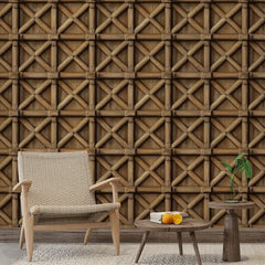 Natural Bamboo Weave Wallpaper – Rustic Asian Geometric Peel-and-Stick Design