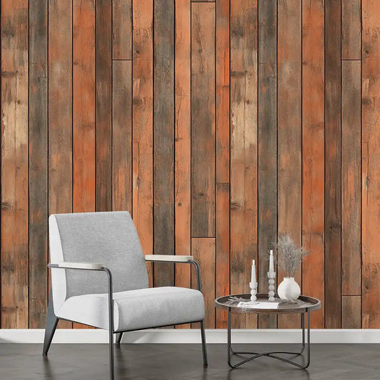 Rustic Reclaimed Wood Plank Wallpaper Vintage Farmhouse Vertical Timber Wall Design