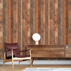Rustic Reclaimed Wood Plank Wallpaper – Farmhouse Vintage Peel-and-Stick Design