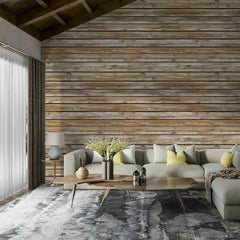 Light Natural Wood Plank Wallpaper – Scandinavian Rustic Peel-and-Stick Design