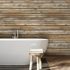 Light Natural Wood Plank Wallpaper – Scandinavian Rustic Peel-and-Stick Design