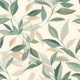 Neutral Beige Organic Leaf Wallpaper – Minimal Peel-and-Stick Bedroom Living Room