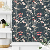 Japanese Bamboo Blossom Wallpaper – Elegant Peel-and-Stick Bedroom Office Design