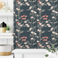 Japanese Bamboo Blossom Wallpaper – Elegant Peel-and-Stick Bedroom Office Design