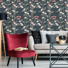 Japanese Bamboo Blossom Wallpaper – Elegant Peel-and-Stick Bedroom Office Design