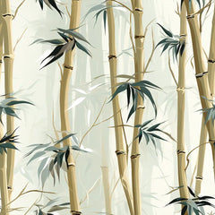 Botanical Bamboo Wallpaper – Minimal Natural Peel-and-Stick Bedroom Design