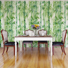 Green Bamboo Watercolor Wallpaper – Natural Peel-and-Stick Bedroom Office Design