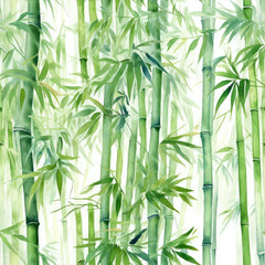Green Bamboo Watercolor Wallpaper – Natural Peel-and-Stick Bedroom Office Design