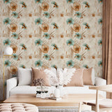 Tropical Floral Wallpaper – Bold Peel-and-Stick Bedroom Living Room Design