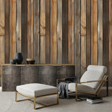 Rustic Wood Plank Wallpaper – Farmhouse Peel-and-Stick Bedroom Design