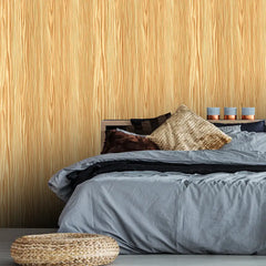 Warm Wood Grain Wallpaper – Natural Peel-and-Stick Bedroom Living Room Design
