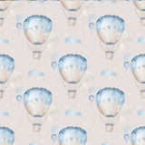 Blue Hot Air Balloon Wallpaper – Nursery Kids Room Peel-and-Stick Removable Design