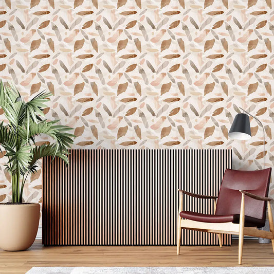Neutral Beige Abstract Brushstroke Wallpaper Modern Minimal Earth Tone Design