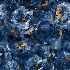 Luxury Navy Abstract Floral Gold Wallpaper – Modern Botanical Peel-and-Stick Design