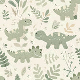 Sage Dinosaur Wallpaper – Calm Green Kids Room Peel-and-Stick Removable Design