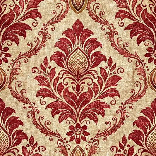 Vintage Red Damask Wallpaper