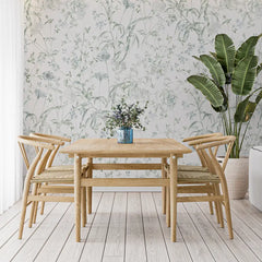 Sage Green Meadow Wallpaper – Natural Peel-and-Stick Bedroom Living Room Design