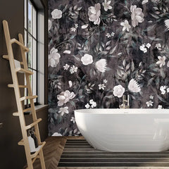 Dark Floral Wallpaper – Moody Peel-and-Stick Bedroom Accent Wall Design