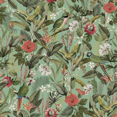 Tropical Botanical Bird Wallpaper – Vibrant Peel-and-Stick Bedroom Living Room Design