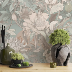 Soft Floral Wallpaper – Elegant Peel-and-Stick Bedroom Living Room Design