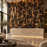 Dark Abstract Gold Brush Wallpaper – Luxury Peel-and-Stick Bedroom Accent Wall