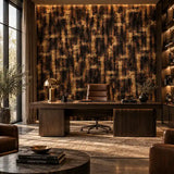 Dark Abstract Gold Brush Wallpaper – Luxury Peel-and-Stick Bedroom Accent Wall