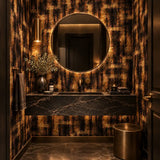 Dark Abstract Gold Brush Wallpaper – Luxury Peel-and-Stick Bedroom Accent Wall