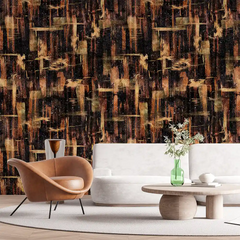 Dark Abstract Gold Brush Wallpaper – Luxury Peel-and-Stick Bedroom Accent Wall