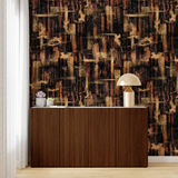 Dark Abstract Gold Brush Wallpaper – Luxury Peel-and-Stick Bedroom Accent Wall