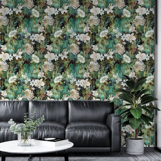 Green Botanical Wallpaper – Natural Peel-and-Stick Bedroom Living Room Design